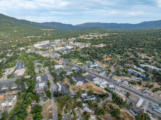 Aerial photo of foothill land in Oakhurst, California.