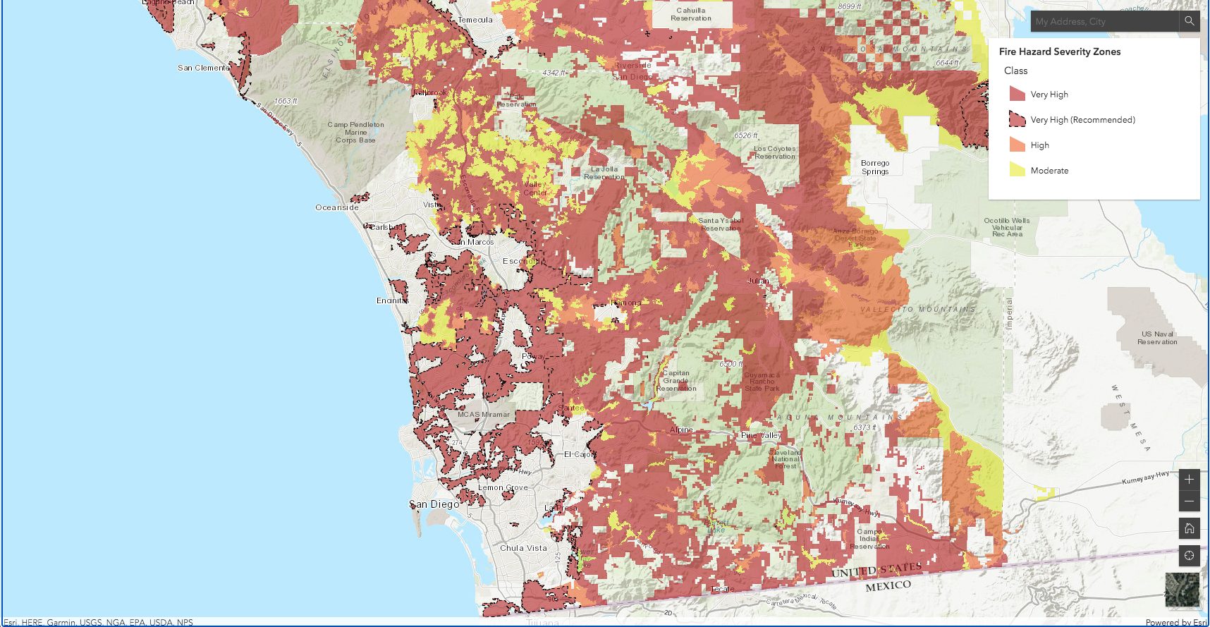 Alt text: “CAL FIRE fire hazard severity zone map for Oakhurst and Coarsegold.”